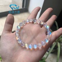 Xihai Crystal natural Indian material Moonlight stone bracelet bracelet brilliance white water body glass strong blue light graduation