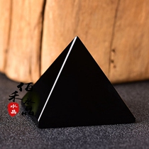 Natural obsidian pyramid ornaments raw stone processing black crystal tower home office furnishings