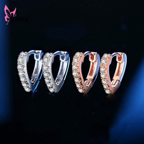 Natural South African real diamond ear clip AU750 platinum 18K rose gold earrings moisanishi full Diamond Love D pen female
