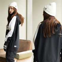Mountain whale ski large size sweater Korean snowboard clothing womens winter jacket waterproof warm hoodie white powder black