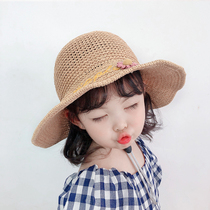 Childrens sun hat Womens big brim sunscreen straw hat Summer Girls beach Hat thin fashion girl cute hat