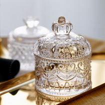 French relief vintage crystal dried fruit food glass candy jar Jewelry storage box Storage jar ornaments Sugar jar