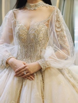 French starry main wedding dress 2021 New temperament bride high-end luxury heavy industry super fairy tail court Princess summer