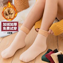 Autumn and winter socks women plus velvet thick warm snow socks floor tube couple plus velvet Dew ankle light leg artifact