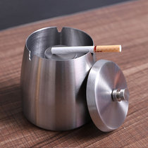 Creative Personality Trend Stainless Steel Ashtrays Extremely Simple Anti-Fall Home Living Room With Lid Smoke-Proof Anti-Fly Ash Smoke Cylinder