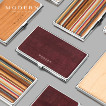 German MODERN stainless steel business card holder business fashion wooden business card box creative high-grade ultra-thin large capacity