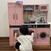 Baby house kitchen toys wooden simulation kitchen utensils set large children cooking cooking gas stove