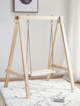 Hanging basket chair Household children indoor Qianqiu hanging chair Balcony rocking chair Outdoor solid wooden courtyard swing single person