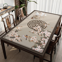 New Chinese silicone table mat Chinese style leather tablecloth waterproof and oil-proof disposable table table top protection coffee table tablecloth