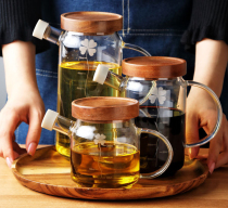 Advanced glass oil pot big number three suit sauce Home Japanese style thickened and high temperate filter leak-proof oil bottle