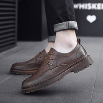  Mens shoes Autumn British shoes Mens casual shoes retro polished small leather shoes Fashion simple all-match business board shoes