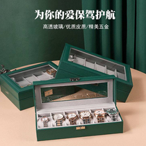 Watch storage box jewelry integrated high-end simple leather desktop creative new watch collection box