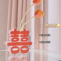 ins wind creativity acrylic pendulum pieces big happy words pen holder living-room table top decorated with wedding wedding house decoration vase