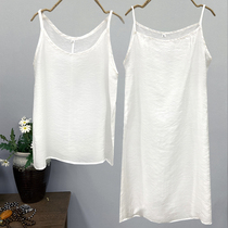 Summer white silk cotton base skirt thin sling lining 2021 womens sundress long skirt with small sling inside