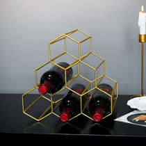 Nordic light luxury metal wine rack rack red wine bottle ornaments storage rack home bar lattice wine rack