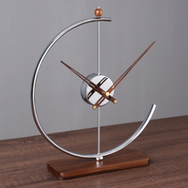 Modern light luxury walnut solid wood clock home desktop fashion decoration ornaments clock living room silent atmospheric clock