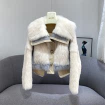  2021 new winter wool short warm haining thin fur jacket Tuscan fur one-piece female
