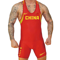 Chinese team mens wrestling suit National team weightlifting suit One-piece fitness weightlifting training suit can be printed LOGO