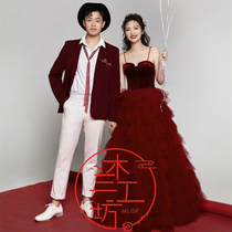 2021 exhibition new photo studio photo theme clothing couple photo color gauze photo chest retro theme wedding dress