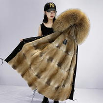 Qinggen mink liner Parker clothing female autumn and winter 2020 new fur coat medium and long detachable coat female