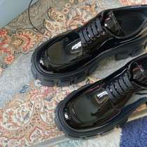 Platform shoes womens thick bottom 2021 new summer thin black British style small leather shoes increased Liu Wen with the same single shoes