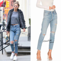 American AGOLDE GIGI with the same old high-waisted hole slim boyfriend style jeans female spot
