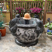 Stone carved stone tank natural stone cylinder scenic fish pool Chinese courtyard door sea water large cylinder tank