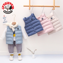 Snoopy childrens down vest liner thin white duck down warm vest Toddler baby horse clip waistcoat autumn and winter