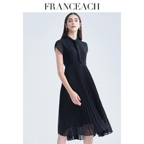 French meaning: Summer 2021 new black silk dress female mulberry silk streamer temperament pleated small black skirt
