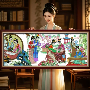 【クロスステッチ完成品】红楼群芳图 红楼群芳图十字绣客厅画-红楼群芳图十字绣客厅画促销价格、红楼群芳图