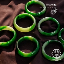 (Source expert) Dashe Loulan and Tian Jade Jasper old material Green White plus green floating cubicle art bracelet female