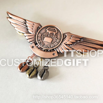 McDonalds coffee beans Boutique wings retro copper badge medals medals brooch with gift box support customization