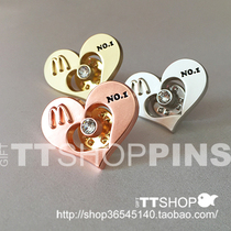 McDonalds mcd peach heart love metal hollow badge commemorative badge badge pins-classic Diamond inserts