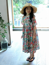  Korean girls small floral skirt 2021 new dress summer fashion tide big child super western princess skirt long skirt