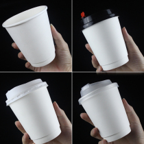 Disposable double layer hollow cupcake heat insulation coffee cup hot drink takeaway anti-leakage 360ml milk tea cup custom logo
