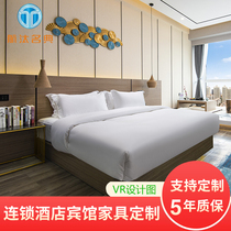 Chengdu hot-selling chain hotel furniture bed single standard room full hotel Hotel double TV cabinet combination customization