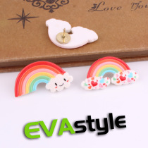 2 rainbow smiley face expression cartoon pushpins weather felt panel wall decoration Cork message prompt studs