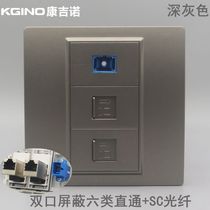 Dark gray type 86 in-line SC fiber optic computer panel shielding type six through network with SC flange socket