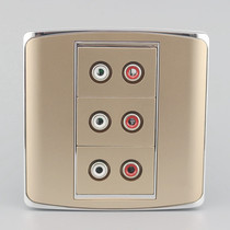Champagne gold Type 86 AV audio socket 3 wiring red and white double Lotus head combination wall multimedia panel