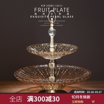 European light luxury double crystal glass fruit plate candy plate model room table tray new Chinese dried fruit plate