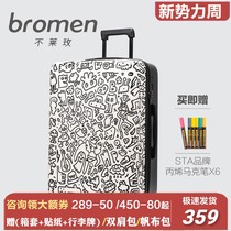  Bulaimei flagship store student suitcase female 24 inch ins graffiti DIY large capacity trolley box male suitcase 20