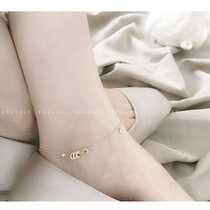 This season B into super beautiful ~ exquisite diamond adjustable anklet whole body American 14K gold bead can slide