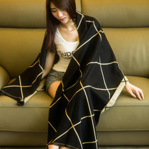 Japanese scarf female dual use autumn and winter thickened warm office Cape nap blanket plaid cloak