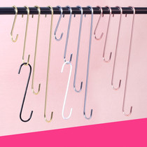 Clothing store S hook gold hook hanging clothes hanger adhesive hook S-shaped stainless steel hook extended clothes hook pants hook hook