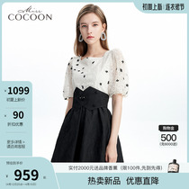 miss COCOON lace dress dress woman 2022 new summer fashion spell receiving waist French style square collar a dress