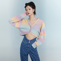 (Xu Yang Yuzhuo with) underpass original sweater short sweet wind rainbow sweater