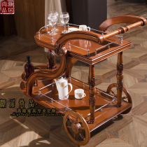American solid wood dining car Wine Car home vintage carved Villa restaurant trolley car tea car customization