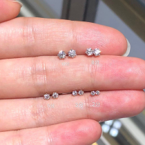 18K gold true diamond stud earrings single 2 points 3 points 5 points 8 points 10 points Six-claw diamond rose gold screws screw ear bone nails