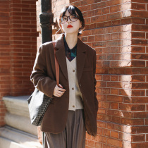 Huaji A665 Curry retro autumn and winter quilted cotton woolen suit cotton jacket female Korean version loose 2021
