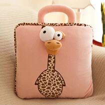 Cartoon LOGO coral velvet air conditioning quilt pillow dual-use car air conditioning room easy to carry